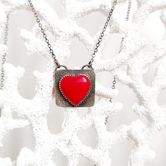 Square Red Rosarita Heart Pendant image 0