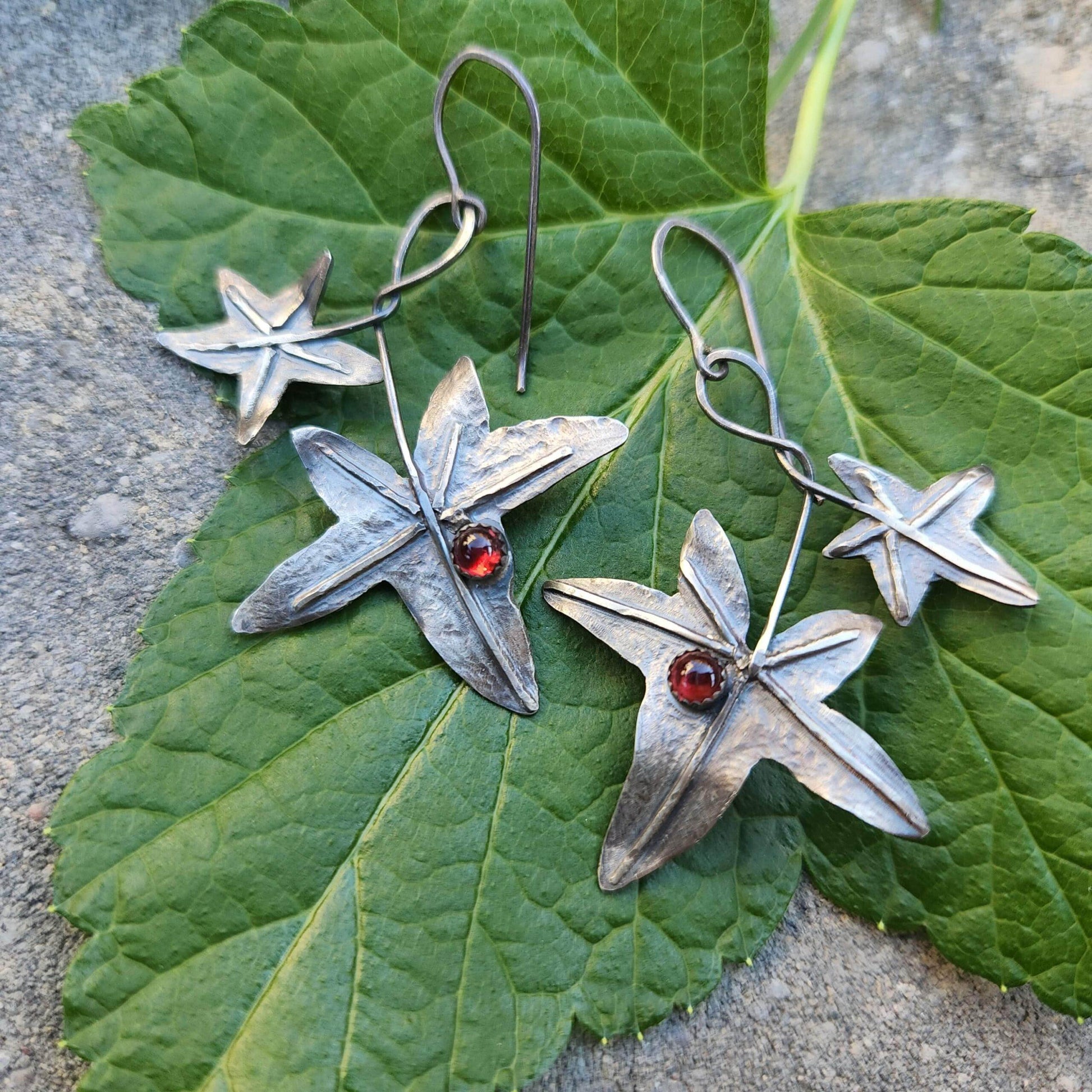 Garnet Ivy Leaves Earrings image 0