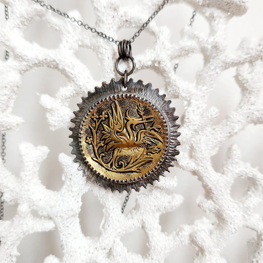 Antique Bird Button Pendant image 0