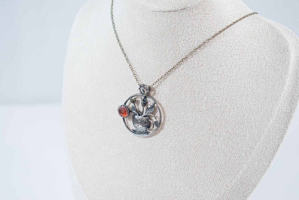 Tulips in the Teacup Pendant necklace