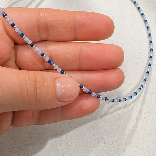 Aquamarine & Sodalite Beaded Necklace
