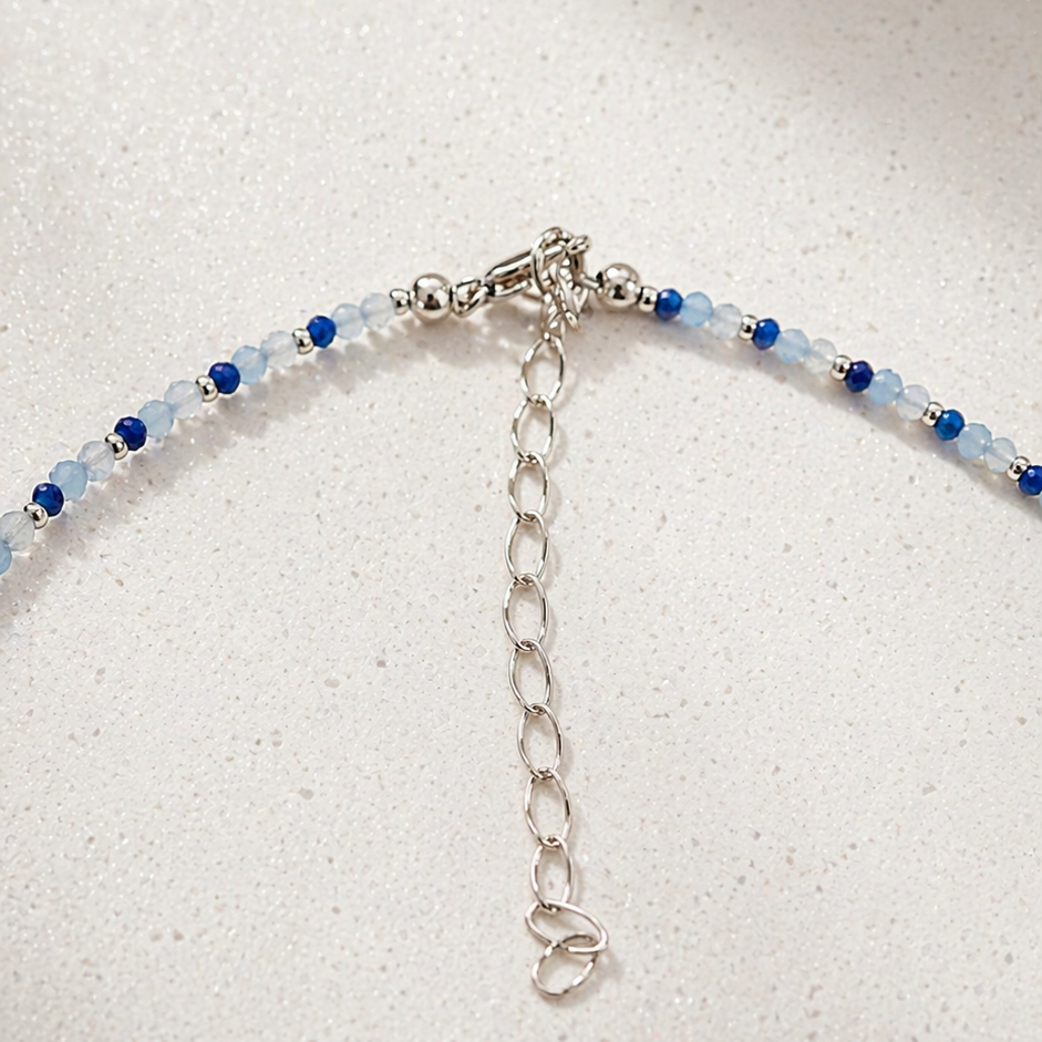 Aquamarine & Sodalite Beaded Necklace
