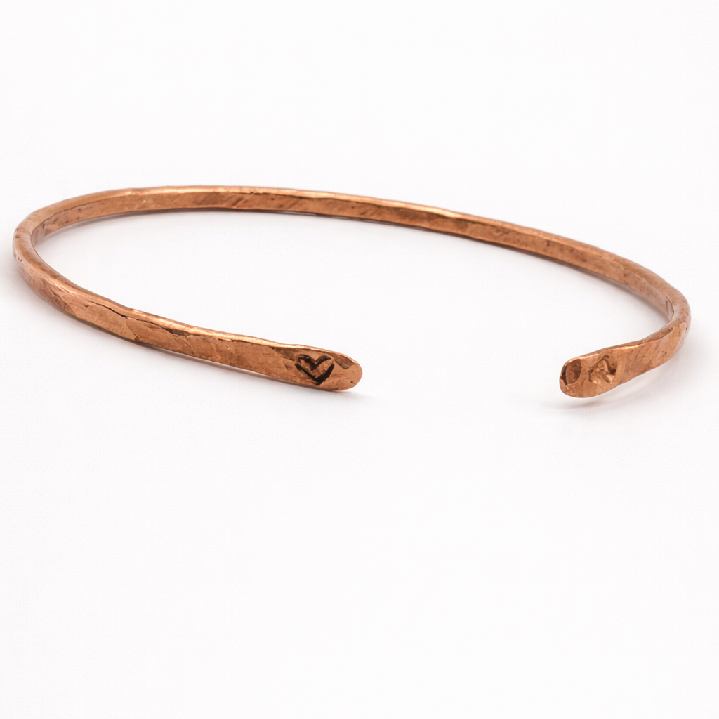 Copper Wire Bracelet – Textured Heart