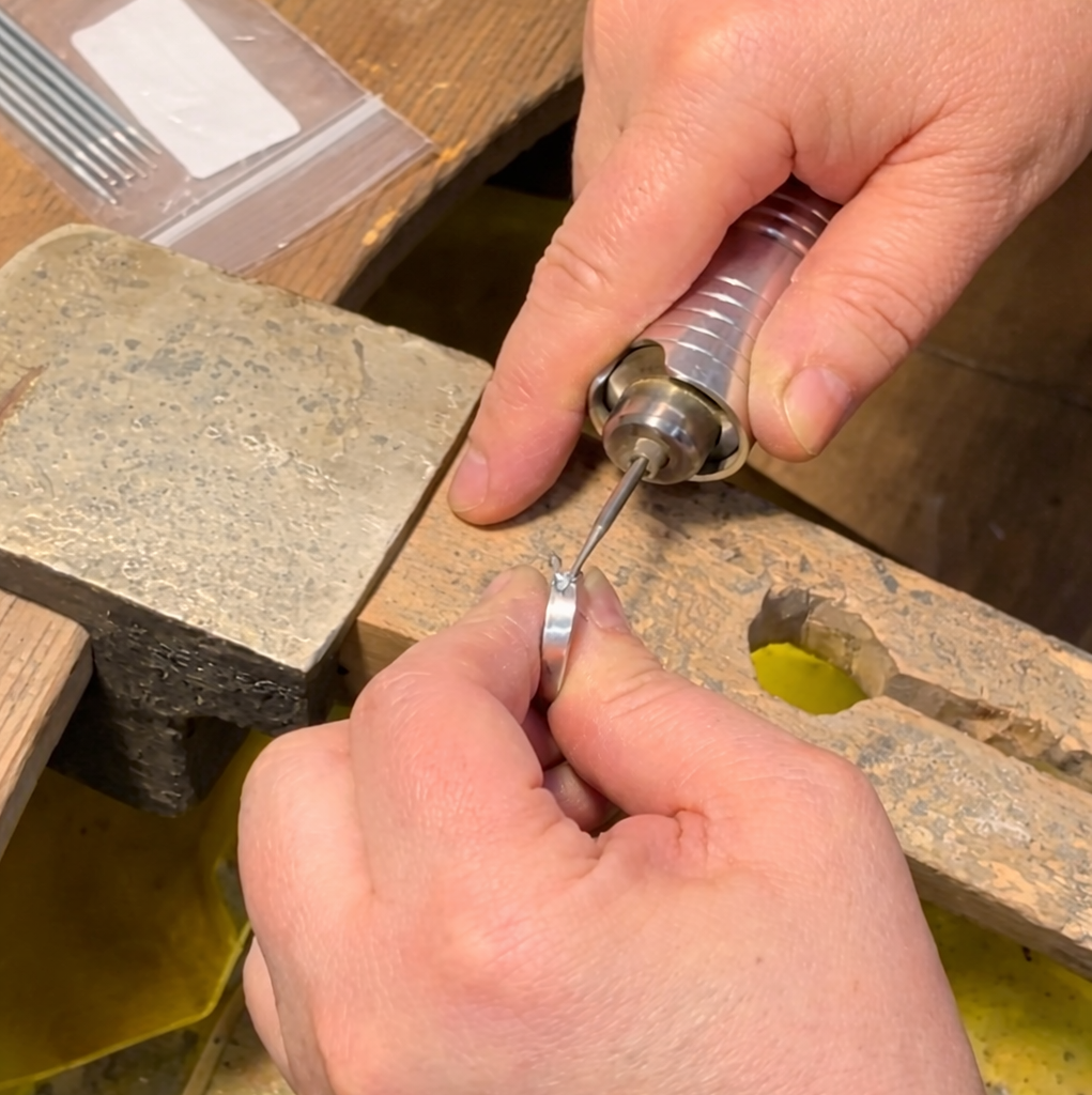 Person texture a silver ring